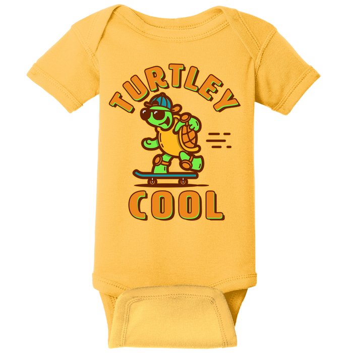 Funny Retro Turtley Cool Skateboarding Turtle Baby Bodysuit