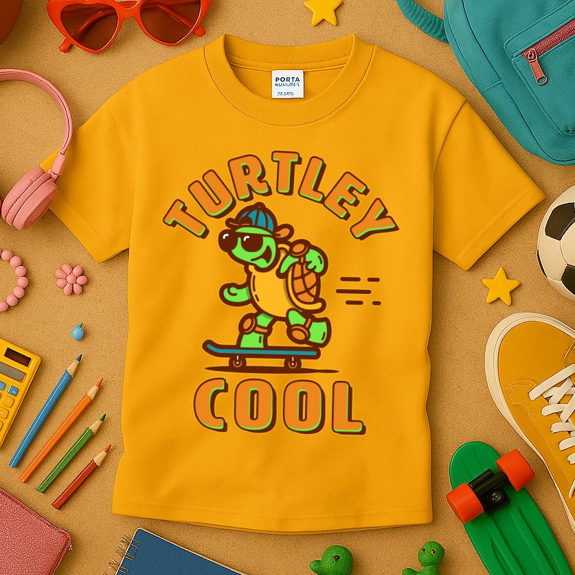 Funny Retro Turtley Cool Skateboarding Turtle Kids T-Shirt