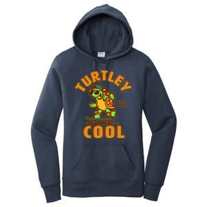 Funny Retro Turtley Cool Skateboarding Turtle Women's Pullover Hoodie