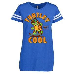 Funny Retro Turtley Cool Skateboarding Turtle Enza Ladies Jersey Football T-Shirt