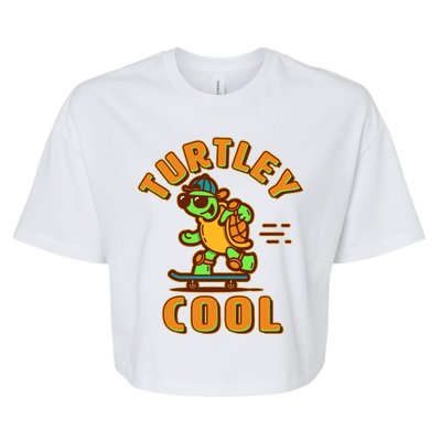 Funny Retro Turtley Cool Skateboarding Turtle Bella+Canvas Jersey Crop Tee