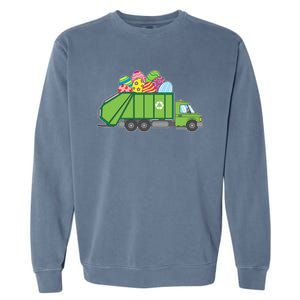 Funny Rubbish Truck Gift Idea For Easter Eggs Great Gift Garment-Dyed Sweatshirt