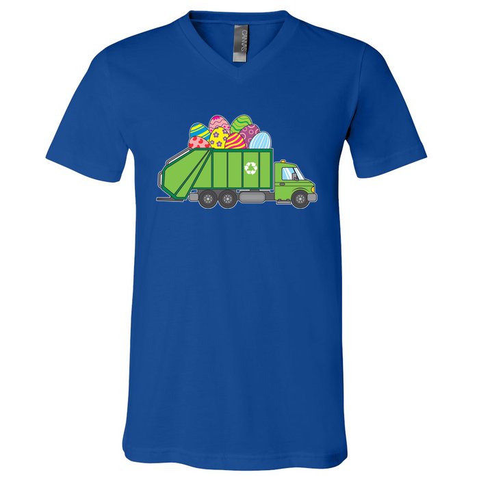 Funny Rubbish Truck Gift Idea For Easter Eggs Great Gift V-Neck T-Shirt