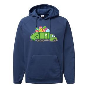 Funny Rubbish Truck Gift Idea For Easter Eggs Great Gift Performance Fleece Hoodie