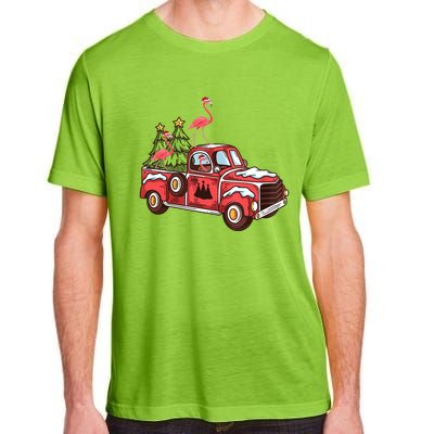 Flamingo Riding Truck Christmas Tree Merry Flocking Gift Adult ChromaSoft Performance T-Shirt