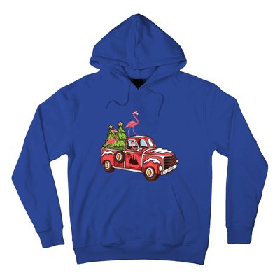 Flamingo Riding Truck Christmas Tree Merry Flocking Gift Hoodie