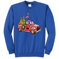 Flamingo Riding Truck Christmas Tree Merry Flocking Gift Sweatshirt