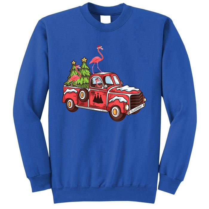 Flamingo Riding Truck Christmas Tree Merry Flocking Gift Sweatshirt