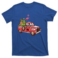 Flamingo Riding Truck Christmas Tree Merry Flocking Gift T-Shirt