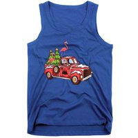 Flamingo Riding Truck Christmas Tree Merry Flocking Gift Tank Top