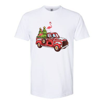 Flamingo Riding Truck Christmas Tree Merry Flocking Gift Softstyle® CVC T-Shirt