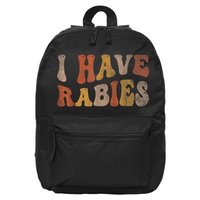 Funny Retro Typography I Have Rabies 16 in Basic Backpack