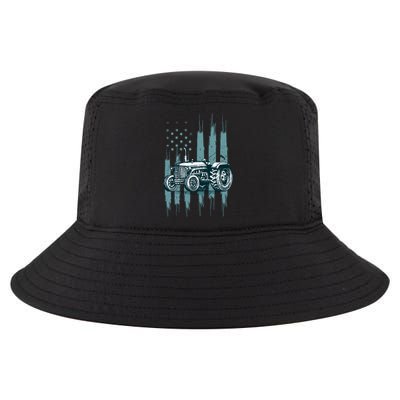 Farmer Rancher Truck Drive Driver Us Flag American Tractor Gift Cool Comfort Performance Bucket Hat