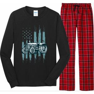 Farmer Rancher Truck Drive Driver Us Flag American Tractor Gift Long Sleeve Pajama Set