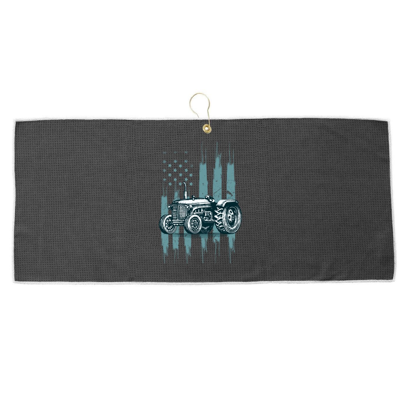 Farmer Rancher Truck Drive Driver Us Flag American Tractor Gift Large Microfiber Waffle Golf Towel