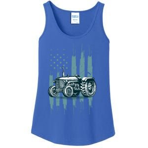 Farmer Rancher Truck Drive Driver Us Flag American Tractor Gift Ladies Essential Tank