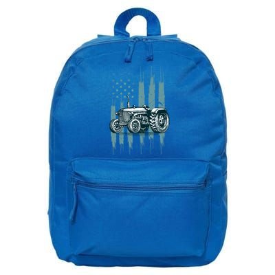 Farmer Rancher Truck Drive Driver Us Flag American Tractor Gift 16 in Basic Backpack