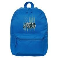 Farmer Rancher Truck Drive Driver Us Flag American Tractor Gift 16 in Basic Backpack