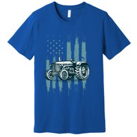 Farmer Rancher Truck Drive Driver Us Flag American Tractor Gift Premium T-Shirt