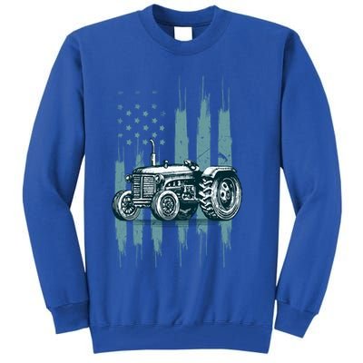 Farmer Rancher Truck Drive Driver Us Flag American Tractor Gift Tall Sweatshirt