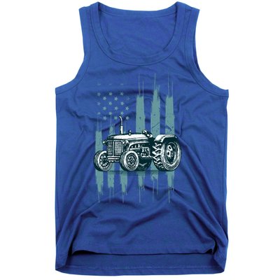 Farmer Rancher Truck Drive Driver Us Flag American Tractor Gift Tank Top
