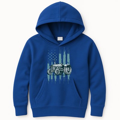 Farmer Rancher Truck Drive Driver Us Flag American Tractor Gift Kids Hoodie