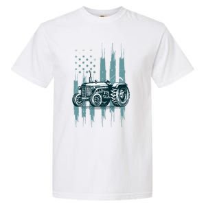 Farmer Rancher Truck Drive Driver Us Flag American Tractor Gift Garment-Dyed Heavyweight T-Shirt