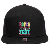 Funny Rock The Test Testing Day Teacher Student Motivational 7 Panel Mesh Trucker Snapback Hat