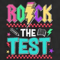 Funny Rock The Test Testing Day Teacher Student Motivational 7 Panel Mesh Trucker Snapback Hat
