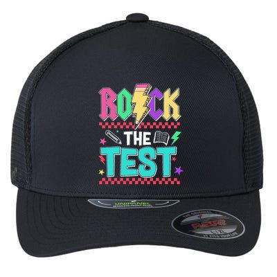 Funny Rock The Test Testing Day Teacher Student Motivational Flexfit Unipanel Trucker Cap