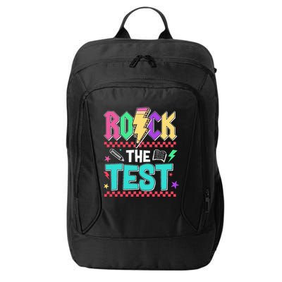 Funny Rock The Test Testing Day Teacher Student Motivational City Backpack