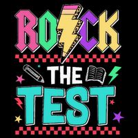 Funny Rock The Test Testing Day Teacher Student Motivational Impact Tech Backpack