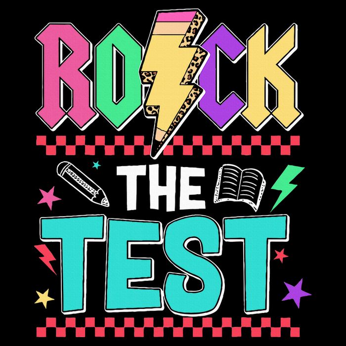 Funny Rock The Test Testing Day Teacher Student Motivational Impact Tech Backpack