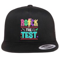 Funny Rock The Test Testing Day Teacher Student Motivational Flat Bill Trucker Hat