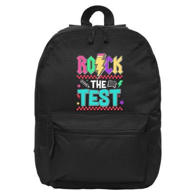 Funny Rock The Test Testing Day Teacher Student Motivational 16 in Basic Backpack