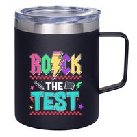 Funny Rock The Test Testing Day Teacher Student Motivational 12oz Stainless Steel Coffee Mug