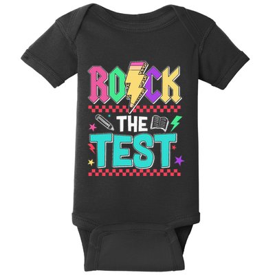 Funny Rock The Test Testing Day Teacher Student Motivational Baby Bodysuit