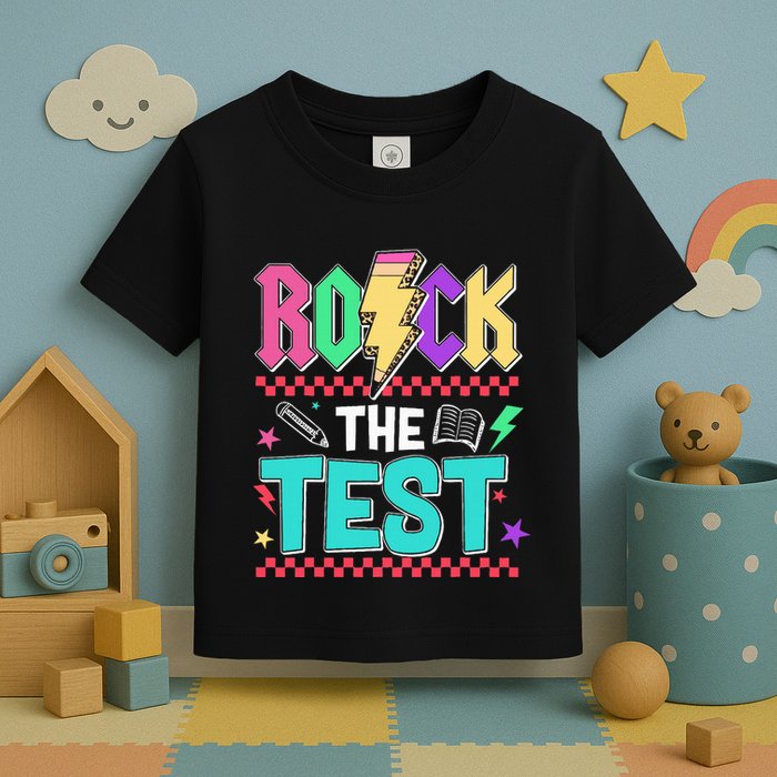 Funny Rock The Test Testing Day Teacher Student Motivational Toddler T-Shirt