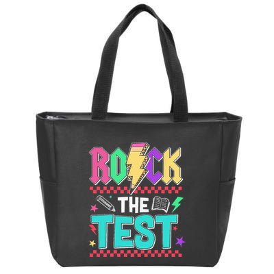 Funny Rock The Test Testing Day Teacher Student Motivational Zip Tote Bag