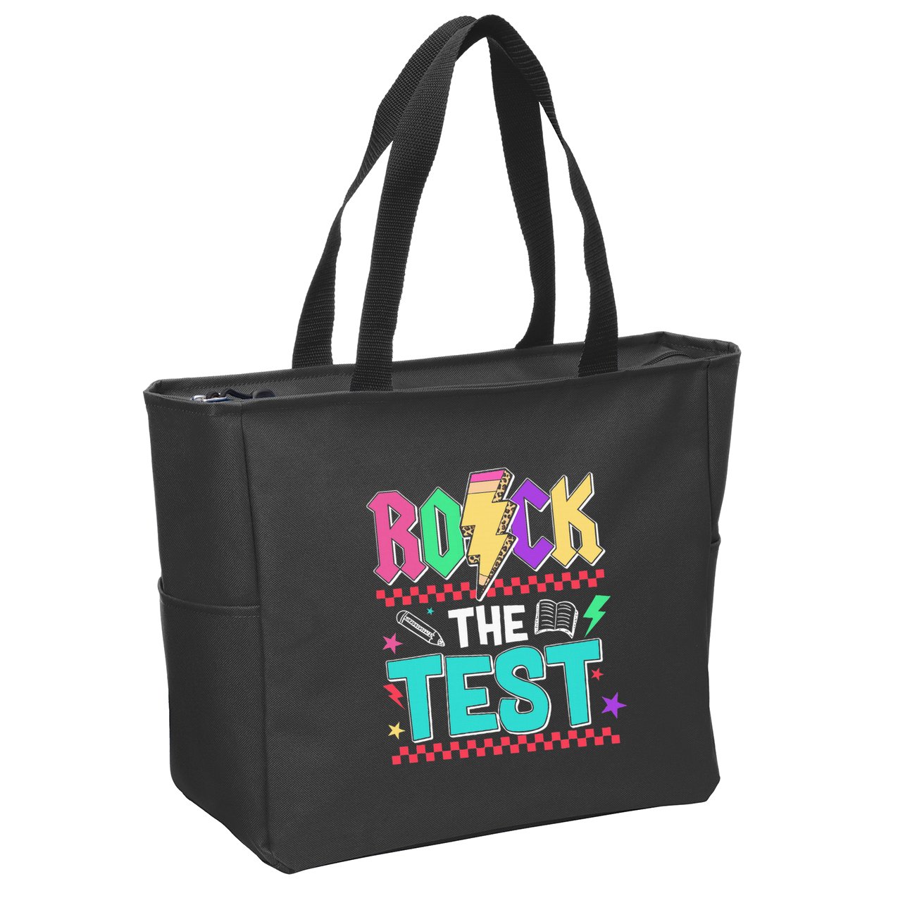 Funny Rock The Test Testing Day Teacher Student Motivational Zip Tote Bag