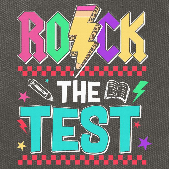 Funny Rock The Test Testing Day Teacher Student Motivational Cotton Canvas Backpack