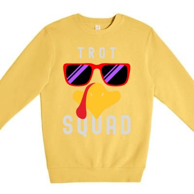 Funny Running Turkey Sunglasses Trot Squad Thanksgiving Cool Gift Premium Crewneck Sweatshirt