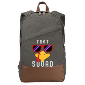 Funny Running Turkey Sunglasses Trot Squad Thanksgiving Cool Gift Cotton Canvas Backpack