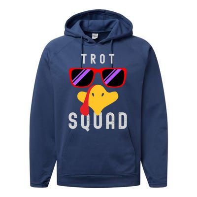 Funny Running Turkey Sunglasses Trot Squad Thanksgiving Cool Gift Performance Fleece Hoodie