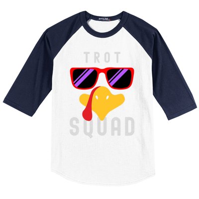 Funny Running Turkey Sunglasses Trot Squad Thanksgiving Cool Gift Baseball Sleeve Shirt