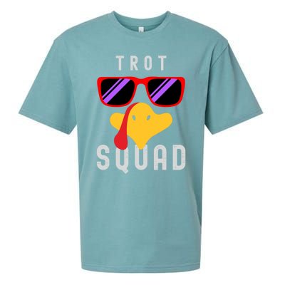 Funny Running Turkey Sunglasses Trot Squad Thanksgiving Cool Gift Sueded Cloud Jersey T-Shirt