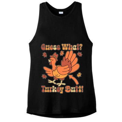 Funny Retro Thanksgiving Guess What Turkey Butt Ladies PosiCharge Tri-Blend Wicking Tank