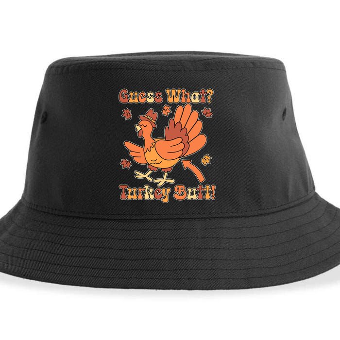 Funny Retro Thanksgiving Guess What Turkey Butt Sustainable Bucket Hat