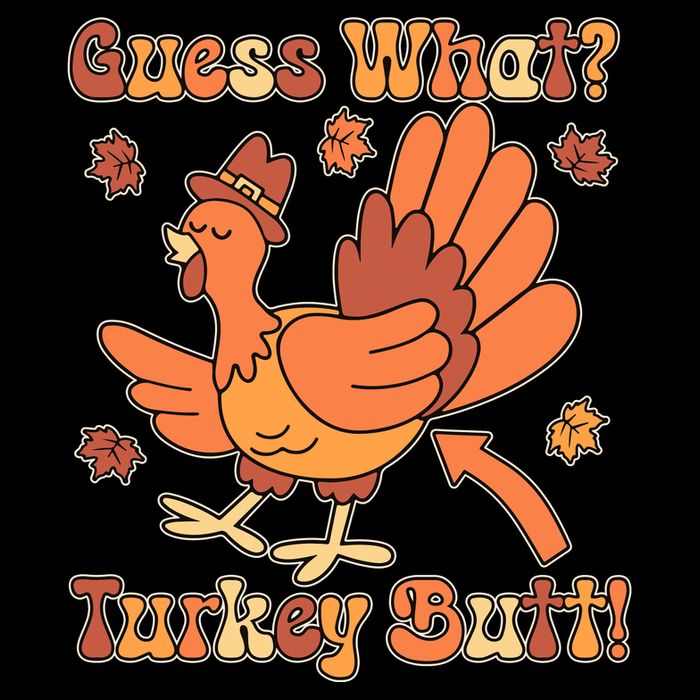 Funny Retro Thanksgiving Guess What Turkey Butt Bag
