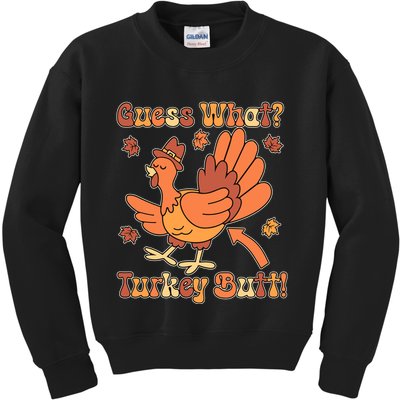 Funny Retro Thanksgiving Guess What Turkey Butt Kids Sweatshirt